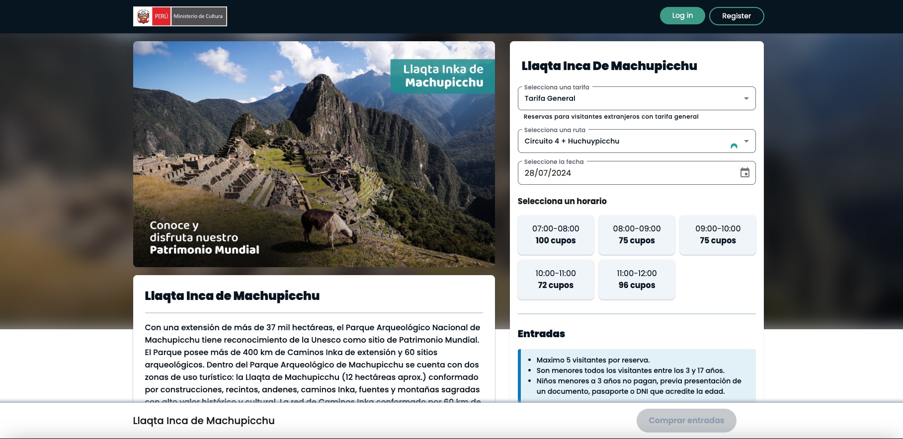 Tourists purchasing tickets for Machu Picchu at the new Joinnus platform